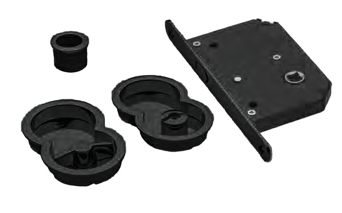 Ручки для раздвижных дверей INFINITY ART.85/B NERO с замком и заверткой, цвет - черный фото купить Ижевск