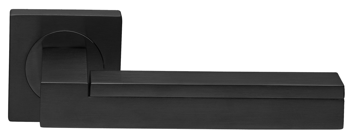 Ручка дверная ISLAND S2 NERO раздельная на квадратной розетке, цвет черный, латунь фото купить в Ижевске