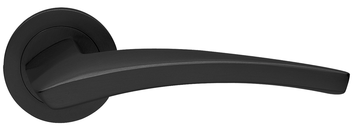 Ручка дверная WIND R2 NERO раздельная на круглой розетке, цвет черный, латунь фото купить в Ижевске