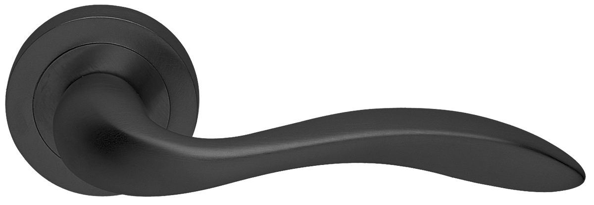Ручка дверная LEON R2 NERO раздельная на круглой розетке, цвет - черный фото купить в Ижевске
