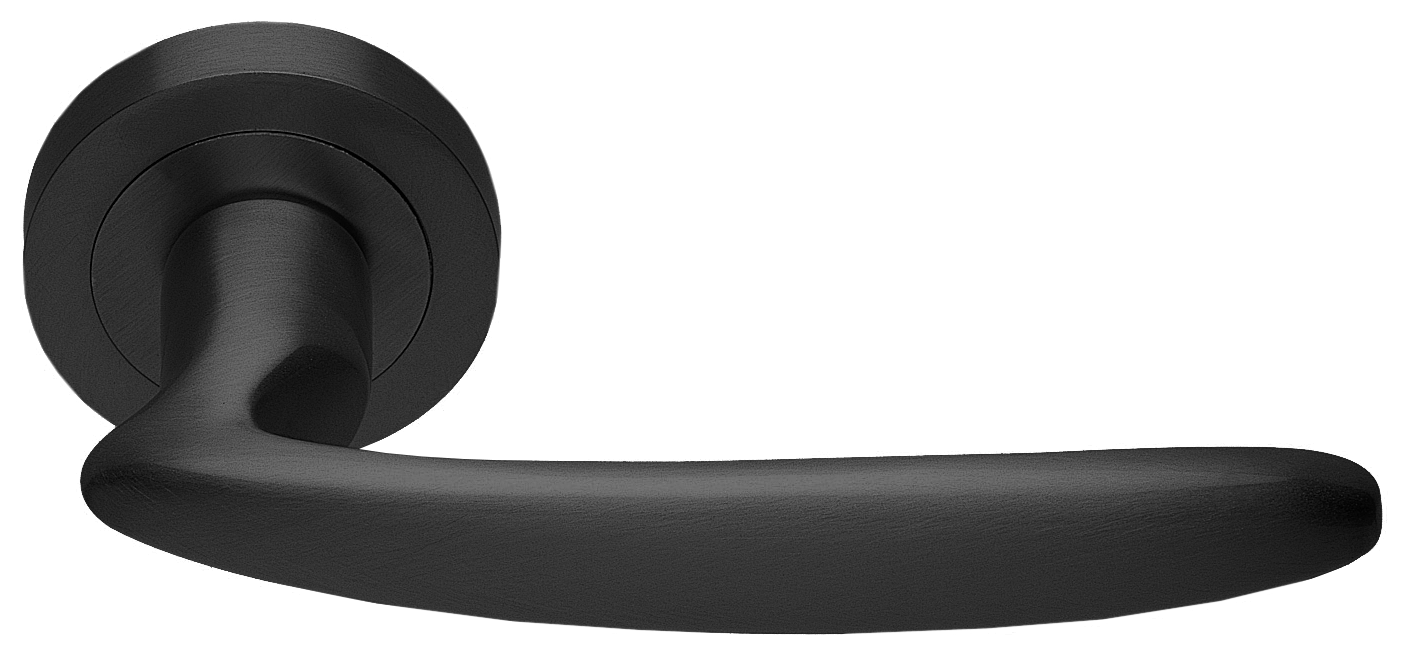 Ручка дверная FLAMINGO R2 NERO раздельная на круглой розетке, цвет черный, латунь фото купить в Ижевске