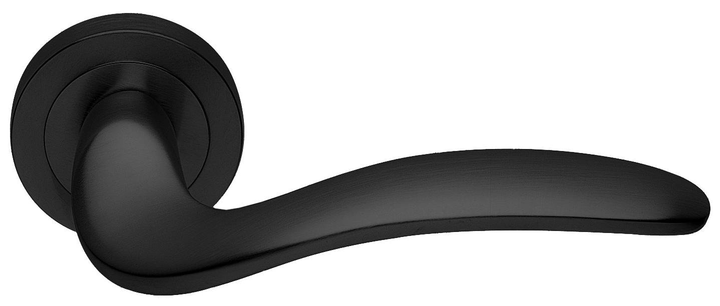 Ручка дверная COBRA R2 NERO раздельная на круглой розетке, цвет - черный фото купить в Ижевске