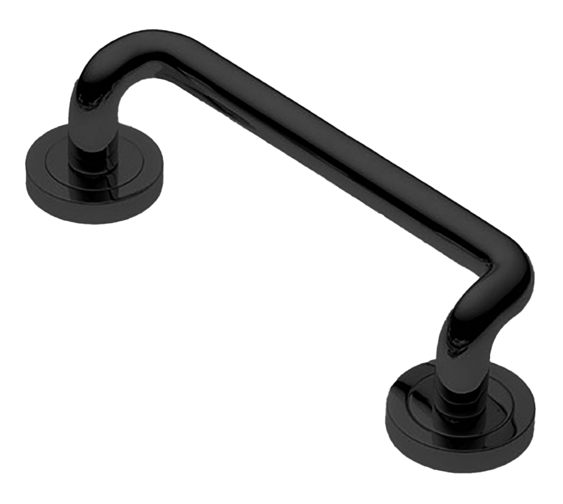 Ручка-скоба дверная SNAKE PH NERO на круглой розетке, цвет черный, латунь фото купить в Ижевске