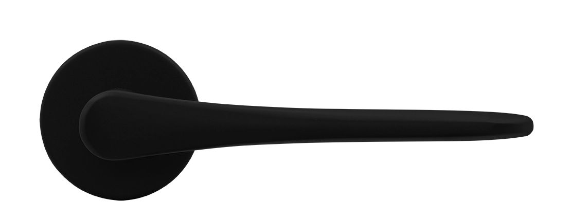 Ручка дверная AULA R5 NERO-ST на круглой розетке, цвет черный soft-touch, ЦАМ фото купить в Ижевске