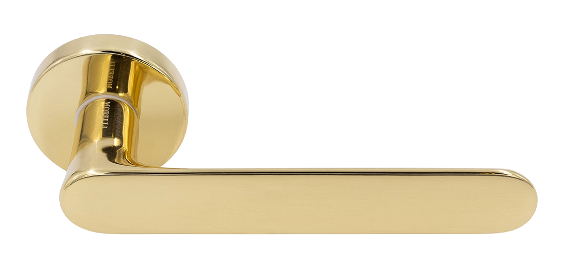 Ручка дверная LE BOAT R5 OTL раздельная на круглой розетке, цвет золото, латунь фото купить Ижевск