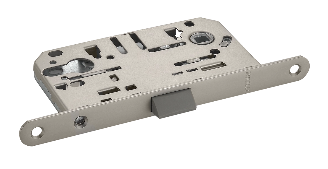 Защелка межкомнатная 1885P MSN с ответной планкой, под цилиндр бесшумная, цвет матовый сатинированный никель фото купить Ижевск