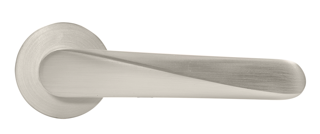 Ручка дверная CAYAN MH-58-R6 MSN раздельная на круглой розетке 6 мм, цвет матовый сатинированный никель, ЦАМ фото купить в Ижевске