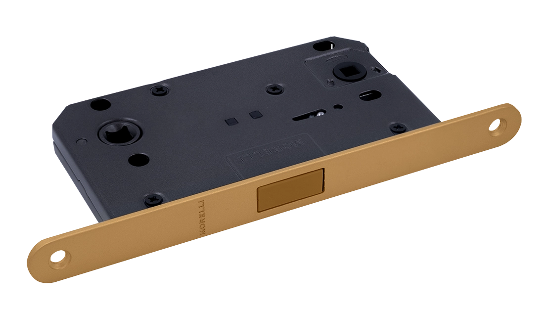 Защелка межкомнатная M1895 FTG с ответной планкой, магнитная сантехническая, цвет матовое итальянское золото фото купить Ижевск