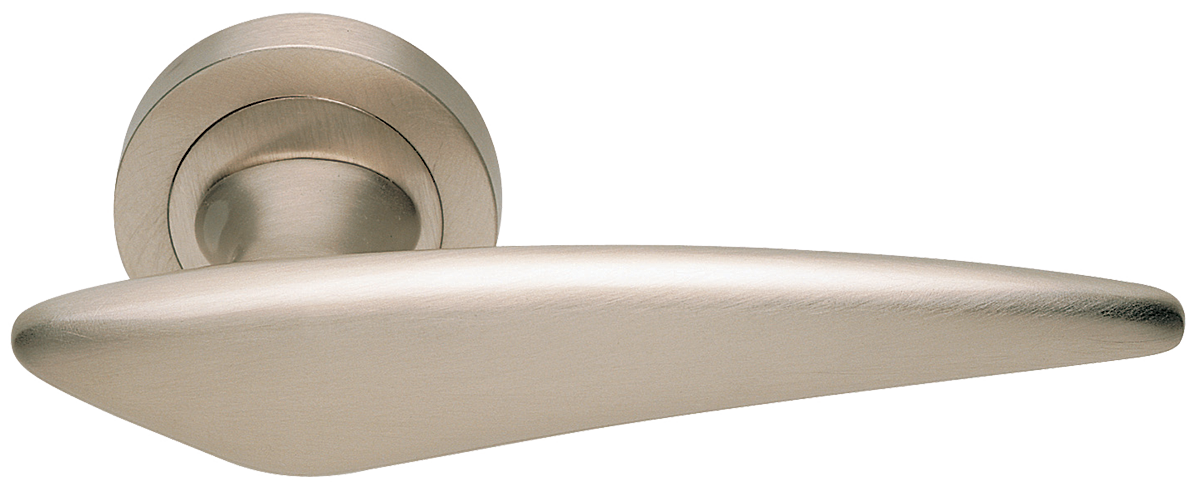 Ручка дверная BOLID R2 NIS раздельная на круглой розетке, цвет матовый никель, латунь фото купить Ижевск