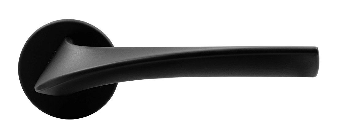 Ручка дверная COMETA R5 NERO-ST на круглой розетке цвет черный soft-touch, ЦАМ фото купить в Ижевске