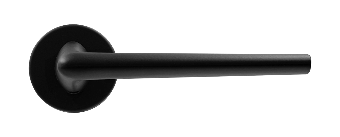 Ручка дверная THE FORCE R5 NERO-ST на круглой розетке, цвет черный soft-touch, ЦАМ фото купить в Ижевске