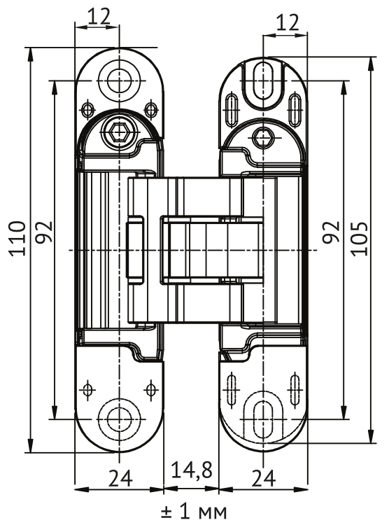 Петля скрытая HH-28 B врезная с 3D-регулировкой вес полотна до 40 кг, цвет черный фото купить в Ижевске
