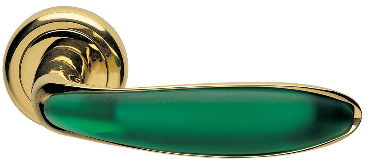 Ручка дверная MURANO R4 OTL/VERDE раздельная на круглом основании, цвет золото/нефрит, латунь фото купить Ижевск