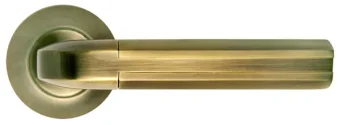 Ручка дверная МОЗАИКА MH-11 MAB/AB раздельная на круглой розетке, цвет бронза/ант.бронза, ЦАМ