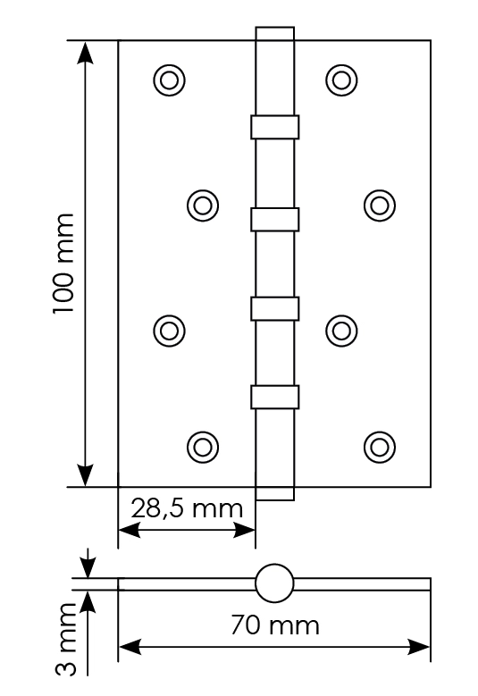 Петля карточная универсальная MBU 100X70X3-4BB COF латунь,врезная,цвет кофе фото купить в Ижевске