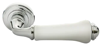 Ручка дверная UMBERTO MH-41-CLASSIC PC/W раздельная на круглой розетке, цвет- хром/белый, ЦАМ
