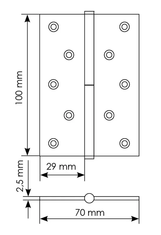 Петля универсальная разъемная MSD 100X70X2.5 AB L стальная левая, врезная, цвет бронза фото купить в Ижевске