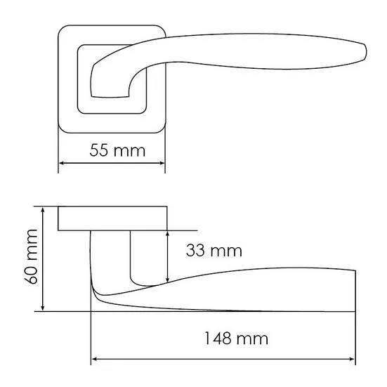 Ручка дверная SHELL MH-45 GR/CP-S55 раздельная на квадратной розетке, цвет графит/хром, ЦАМ Light фото купить в Ижевске