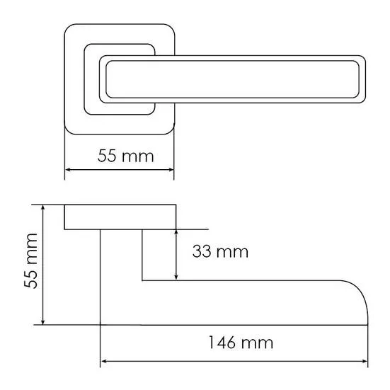 Ручка дверная FLEX MH-44 GR/CP-S55 раздельная на квадратном основании, цвет графит/хром, ЦАМ Light фото купить в Ижевске