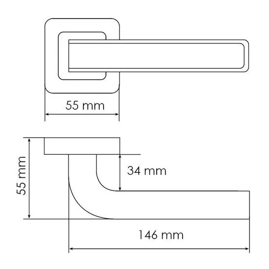 Ручка дверная EON MH-46 GR/CP-S55 раздельная на квадратной розетке, цвет графит/хром, ЦАМ Light фото фурнитура Ижевск