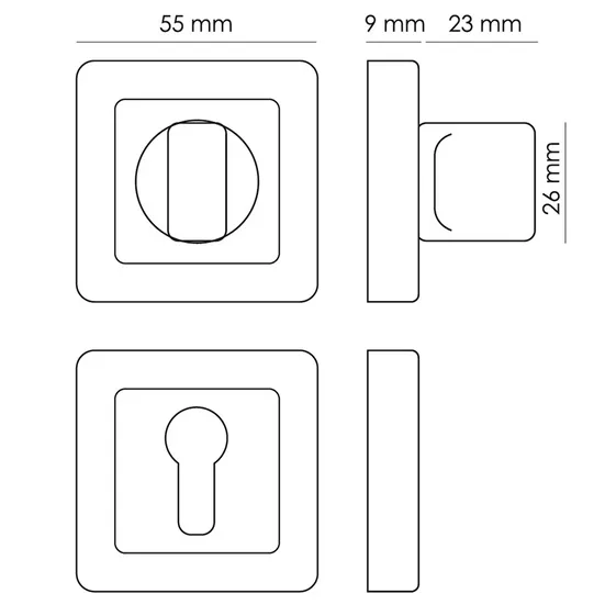 Завертка сантехническая MH-WC-S55 GR/PC квадратная цвет графит/хром фото купить в Ижевске