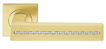 Ручка дверная DIADEMA S1 OSA раздельная на квадратной накладке, цвет матовое золото, латунь